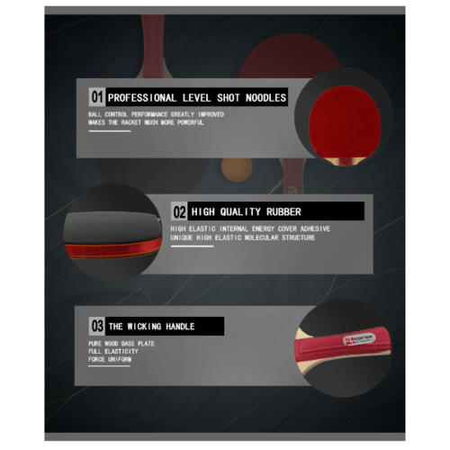 4TEM ชุดไม้ปิงปอง 1คู่ พร้อมลูกปิงปอง 3ลูก รุ่น SG-9285 ขนาด15x25x2ซม สีแดง