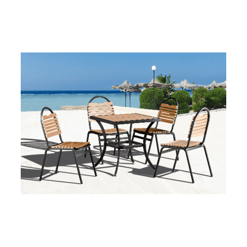 Delicato โต๊ะสนาม 4 ที่นั่ง ขนาด 70×70×73 ซม. HB07 สีไม้