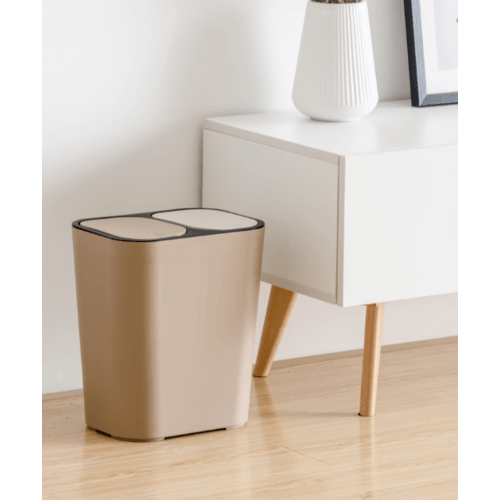 ถังขยะคู่ รุ่น ZXHL003-BE ขนาด 15L สีเบจ