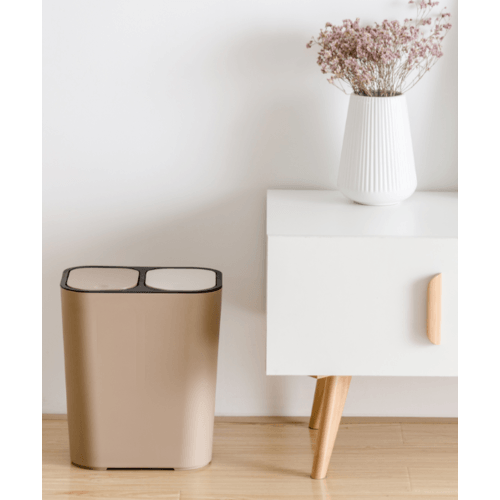 ถังขยะคู่ รุ่น ZXHL003-BE ขนาด 15L สีเบจ