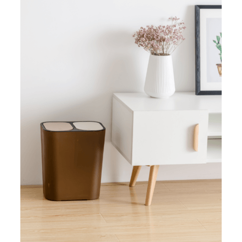 ถังขยะคู่ รุ่น ZXHL003-CF ขนาด 15L สีกาแฟ