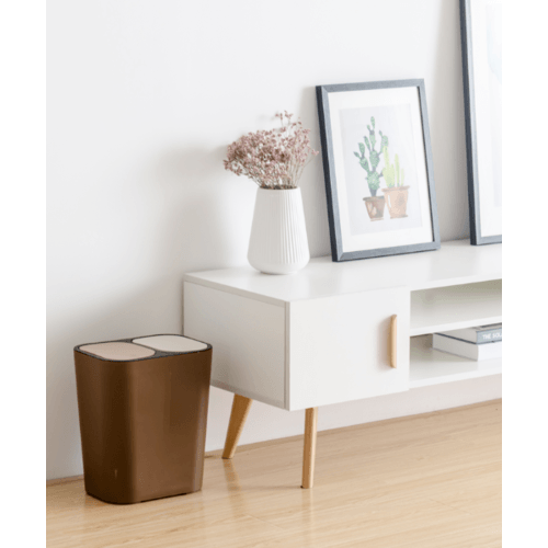 ถังขยะคู่ รุ่น ZXHL003-CF ขนาด 15L สีกาแฟ