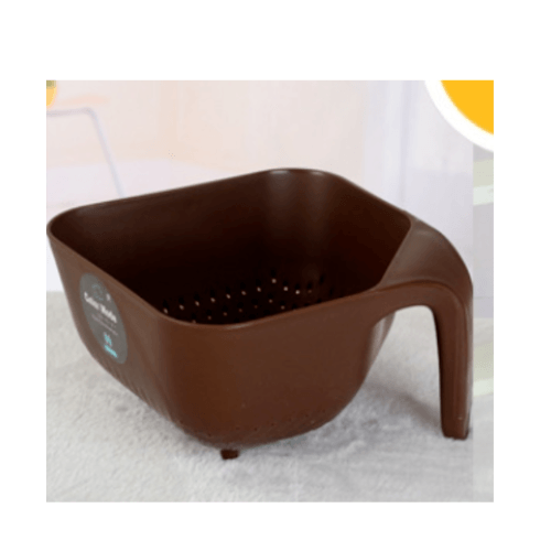 UCHI ตะกร้าซาวข้าว ล้างผัก ขนาด 19.5*19.5*11.5 ซม. ZZJ010-BN สีน้ำตาล