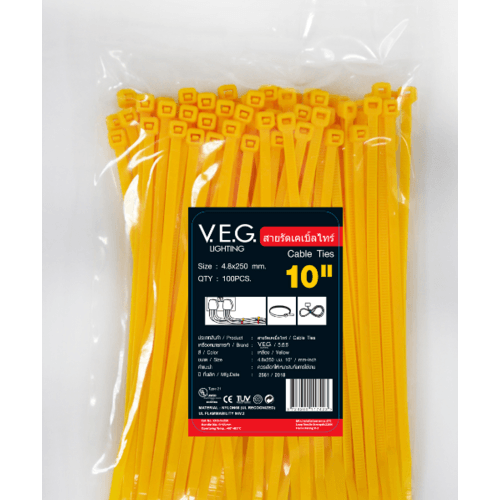 V.E.G เคเบิ้ลไทร์4.8x250 10นิ้ว - สีเหลือง