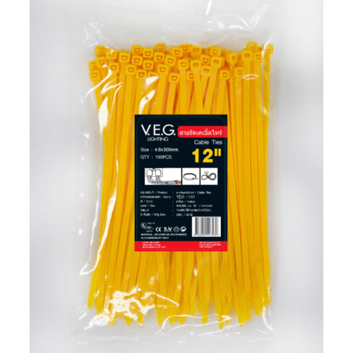 V.E.G เคเบิ้ลไทร์ 4.8x300 12นิ้ว สีเหลือง