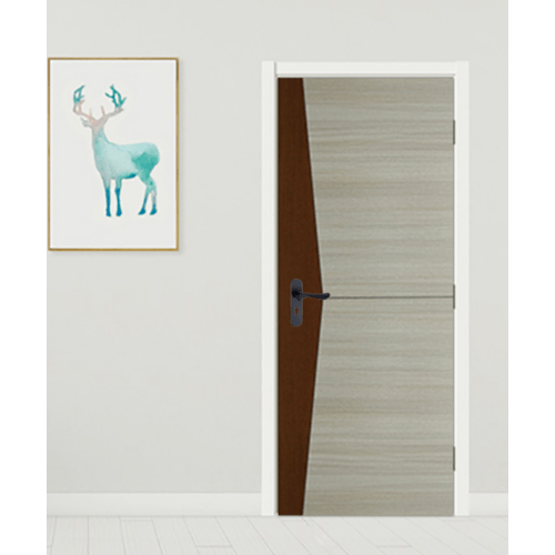 HOLZTUR ประตูเมลามีน เซาะร่องดำ MD-MD24 80x200ซม. สีเทา-น้ำตาล