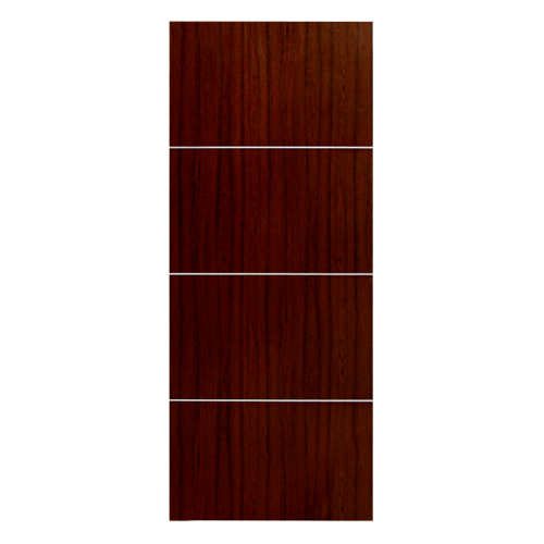 HOLZTUR ประตูปิดผิวพีวีซี เซาะร่องอลูมิเนียม PVC-F01-GA-2 80x200ซม. สีไม้สัก