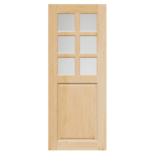 GREAT WOOD ประตูไม้สน ลูกฟักพร้อมช่องกระจก 80x200ซม. PW-G29-3A