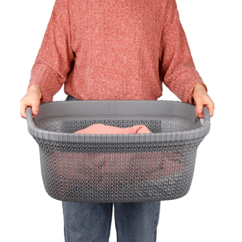 SAKU ตะกร้าผ้าพลาสติกมีหู 37ลิตร ขนาด 58x40x27.5ซม. รุ่น TG51159 สีเทา