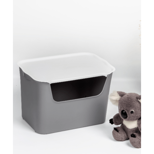 SAKU กล่องเก็บของพลาสติกมีฝา 18ลิตร ขนาด 39X26X25.5ซม. รุ่น TG54443  สีเทา ฝาขาว