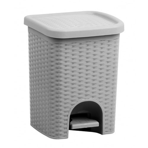 ICLEAN ถังขยะเหยียบเหลี่ยมลายสาน 10 ลิตร ขนาด 24.5x24.5x32ซม. รุ่น TG54603 สีเทา