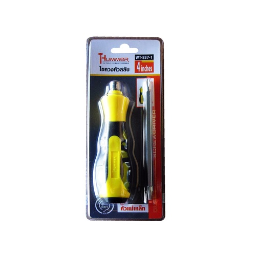 HUMMER ไขควงหัวสลับหัวแม่เหล็ก รุ่น WT-837-1 ขนาด 4นิ้ว