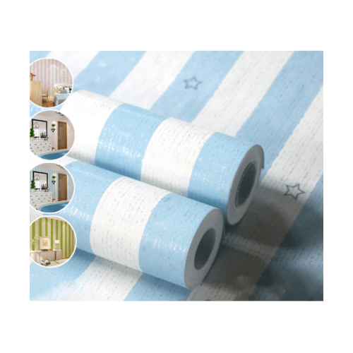 TAPIOวอลเปเปอร์  45ซม.x10ม. ลายทาง BYD008 สีฟ้า