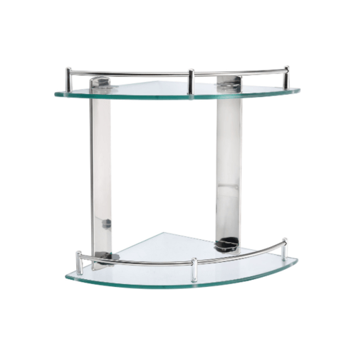 Verno ชั้นวางกระจกเข้ามุม 2ชั้น ขอบสแตนเลส 304 รุ่น PQS-8802-A ขนาด 33x23.5x30 ซม.