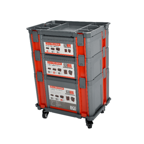 HUMMER ชั้นกล่องเครื่องมือพลาสติก 3 ชิ้น พร้อมล้อเลื่อน รุ่น TH6302023