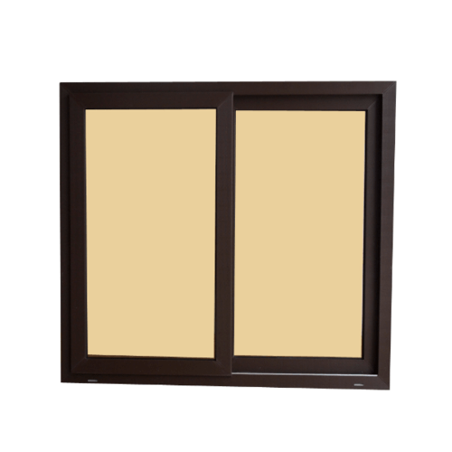 បង្អួចរុញ UPVC SS (2-T) BW1001 120cm.x110cm.ពណ៌សត្នោត ជាមួយសំណាញ់ WELLINGTAN