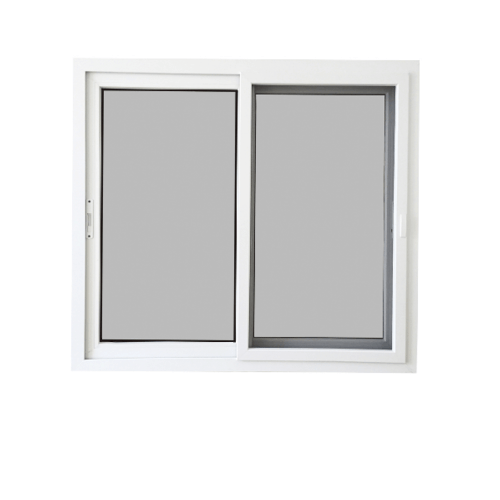 បង្អួចរុញ UPVC SS (2-T) GYW1001 120cm.x110cm. ពណ៌សប្រផេះ ជាមួយសំណាញ់ WELLINGTAN