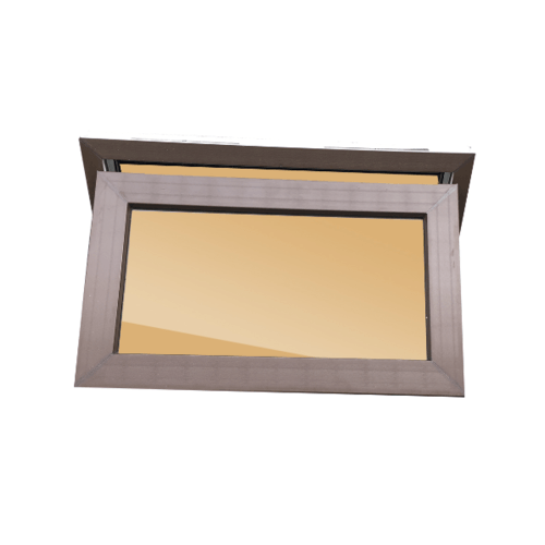 WELLINGTAN หน้าต่างไวนิล บานกระทุ้ง (2-T) BW4002 80x50cซม. สีขาว-น้ำตาล พร้อมมุ้ง