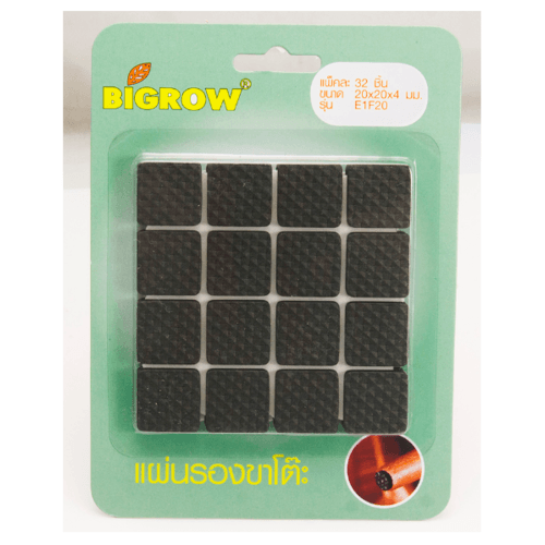 ยางรองขาโต๊ะทรงสี่เหลี่ยม ขนาด20*20*4มม. รุ่นE1F20 สีดำ 