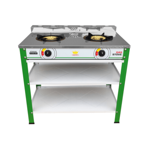 CROWN เตาแก๊สชั้น หัวคู่ (หน้าสเตนเลส) SGI-06C2-GRN สีเขียว