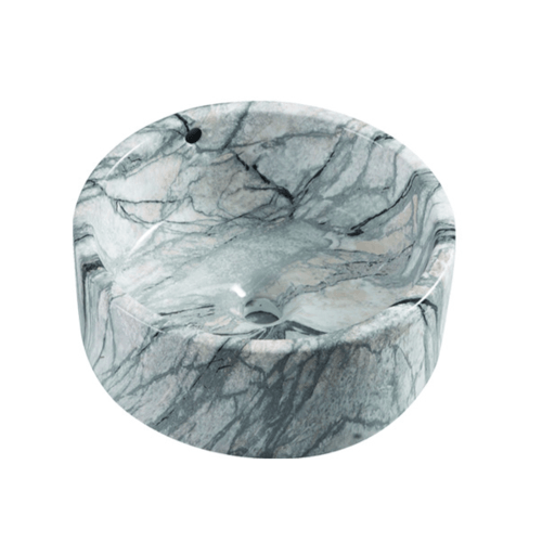 Verno อ่างล้างหน้าวางบนเคาน์เตอร์ก๊อกนอกอ่าง ลายหินอ่อน รุ่น พราโด้ VN-12134WT(156A)  สีขาว-เทา
