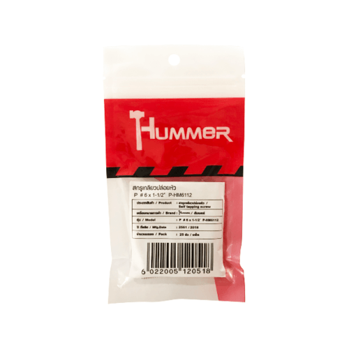 HUMMER สกรูเกลียวปล่อยหัว P-HM6112 ขนาด 6X1-1/2 (25ตัว/แพ็ค)