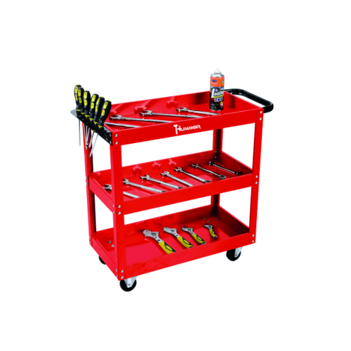 HUMMER รถเข็นวางเครื่องมือ 3 ชั้น รุ่น HMJS-19A (สีแดง)