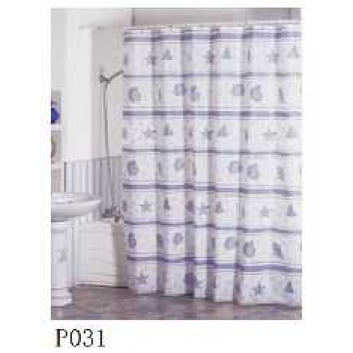 Primo ม่านห้องน้ำโพลีเอสเตอร์ ลายปลาดาว รุ่น DDDF02 ขนาด 180×180 ซม. สีม่วง