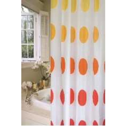 Primo ม่านห้องน้ำโพลีเอสเตอร์ ลายกราฟฟิก รุ่น DDDF03 ขนาด 180×180 ซม. สีส้ม