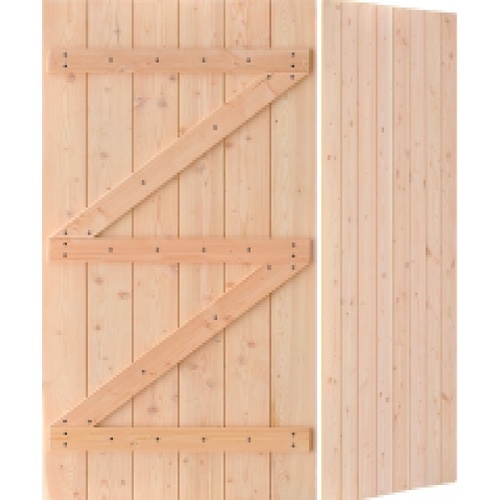 D2D ประตูไม้ดักลาสเฟอร์ บานทีบเซาะร่อง ขนาด 80x200cm. Eco Pine-99