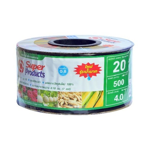 Super Products เทปจ่ายน้ำ  20 ซม.  500 หลา 16 มม. 4 ลิตร/ชม. 2รู 0.18 มม.