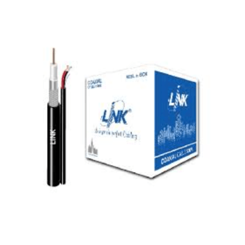 LINK สายเคเบิ้ล  CCTV RG6 มีสายไฟ (500 M./Box) รุ่น CB-0106APWA สีดำ
