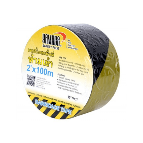 YAMADA เทปกั้นเขตพื้นที่ห้ามเข้า ขนาด 2 นิ้วx100m. สีเหลือง-ดำ