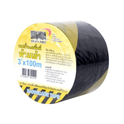 YAMADA เทปกั้นเขตพื้นที่ห้ามเข้า ขนาด 3 นิ้วx100m. สีเหลือง-ดำ