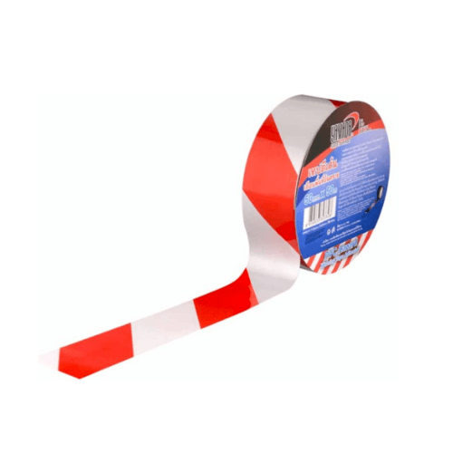 YAMADA เทปตีเส้นเตือนพื้นที่อันตราย ขนาด 2 นิ้วx50m สีขาว-แดง