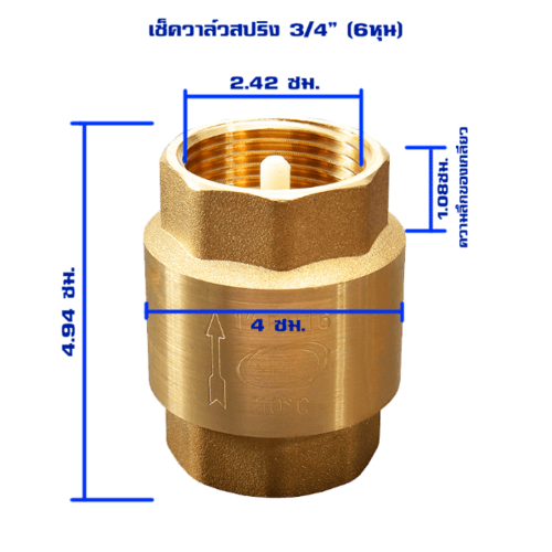 PP เช็ควาล์วสปริงทองเหลือง 3/4