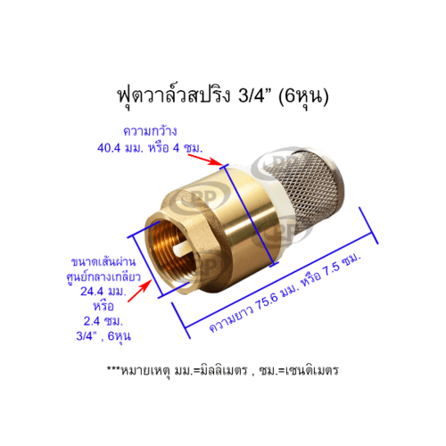 PP ฟุตวาล์ว สปริง 3/4