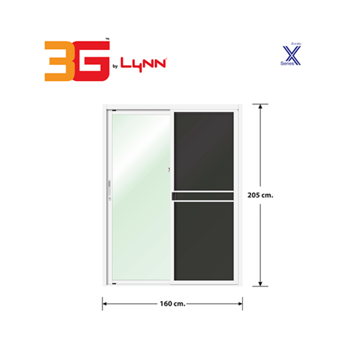 3G ประตูบานเลื่อนสลับ+มุ้งลวด ขนาด 1.60x2.05 เมตร X-SERIES สีขาว