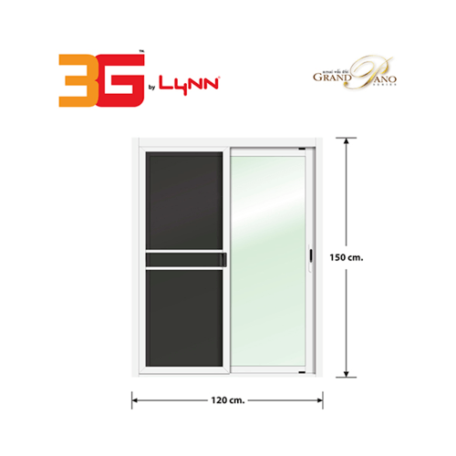 3G หน้าต่างอลูมิเนียมบานเลื่อน SS (GP) 120x150cm. พร้อมมุ้ง Grand Pano Series สีขาว