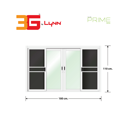 3G (PS) หน้าต่างอะลูมิเนียม บานเลื่อน FSSF 180x110ซม. สีขาว พร้อมมุ้ง