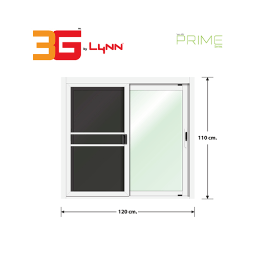 3G (PS) หน้าต่างอะลูมิเนียม บานเลื่อน SS 120x110ซม. สีขาว พร้อมมุ้ง