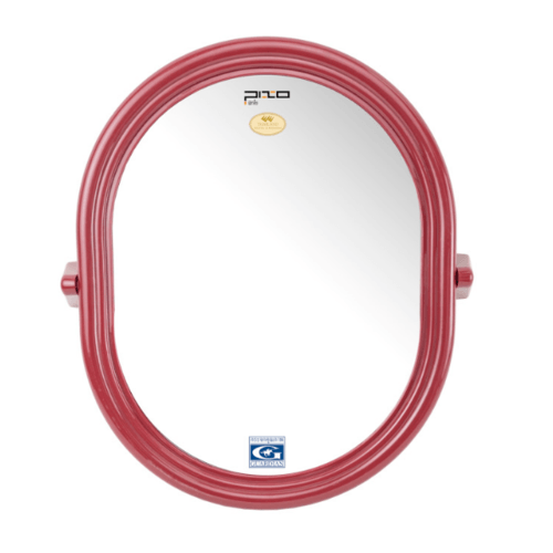 PIXO กระจกเงาพลาสติก ทรงรี รุ่น M 04 ขนาด 51x55.5 ซม. สีแดง