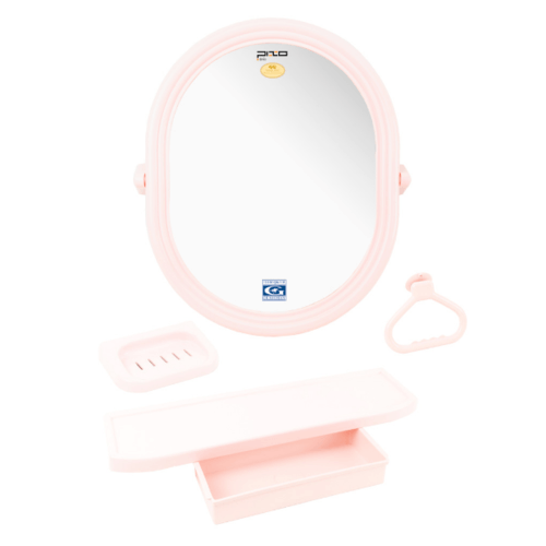 PIXO กระจกชุด4ชิ้นแบบวงรี MS 06 สีชมพู