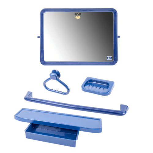 PIXO กระจกชุด5ชิ้น แบบเหลี่ยม MS 010 สีน้ำเงิน