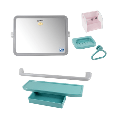 PIXO กระจกชุด6ชิ้น แบบเหลี่ยม MS013 สีเทา