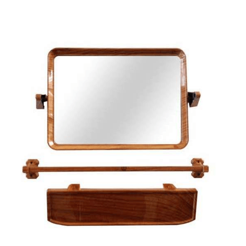 TIGER กระจกชุด 3 ชิ้น ทรงเหลี่ยม รุ่น EMS 04 ขนาด 37x57 ซม. สีลายไม้สักทอง