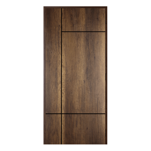Vanachai ประตูเมลามีน เซาะร่องดำพร้อมวงกบ ขนาด 80cm.x200cm. Canyon Monument Oak เจาะ W ME-4