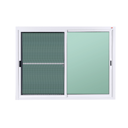 A PLUS หน้าต่างอะลูมิเนียม บานเลื่อน SS A-WS/002 150x110ซม. สีขาว พร้อมมุ้ง