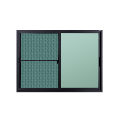 A PLUS SAHARA หน้าต่างอะลูมิเนียม บานเลื่อน SS SR-002 150x110ซม. สีเทาเข้ม พร้อมมุ้ง