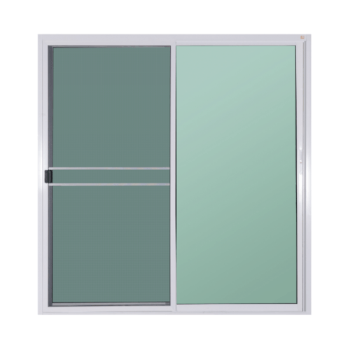 A PLUS ประตูอะลูมิเนียม บานเลื่อน FSSF 400x205ซม. สีขาว พร้อมมุ้ง